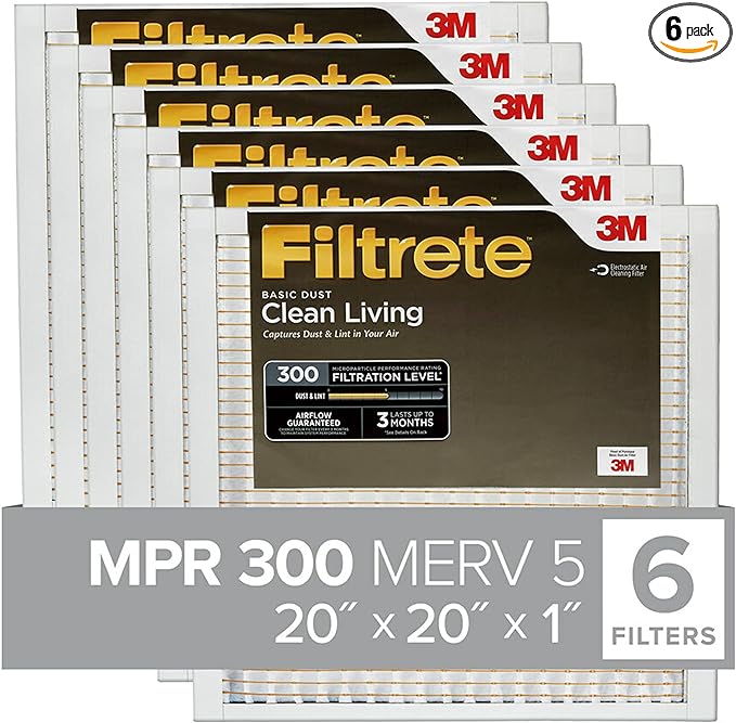Filtrete 20x20x1 Air Filter, MPR 300, MERV 5