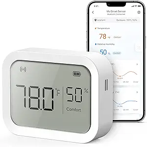 Hygrometer Indoor Humidity Thermometer for Home, Works with Aura Thermostat, 