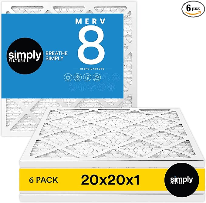 Filters 20x20x1 MERV 8, MPR 600 Air Filter (6 Pack)
