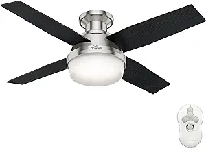 Ceiling Fan with LED Light and Remote Control, 44", Brushed Nickel