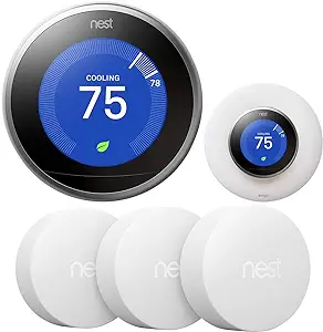 Stainless Steel T3007ES Bundle with Google Nest Temperature Sensor 3 Pack