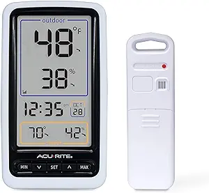 Thermometer with Indoor/Outdoor Temperature and Humidity, White