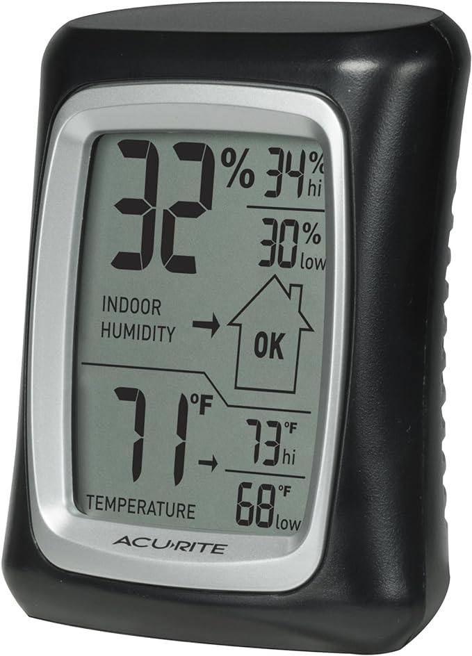 
Accurate thermometer/hygrometer, versatile placement, humidity comfort indicator
