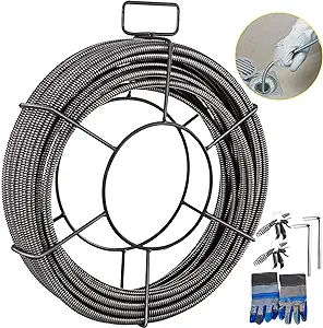 VEVOR 75 ft x 3/8 inch Solid Core Sewer Snake Clog Pipe Drain Cleaning Cable